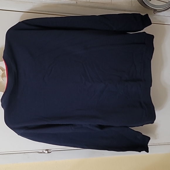 Vintage sweater snowman pullover navy blue embroidered fleece lined - Picture 3 of 4